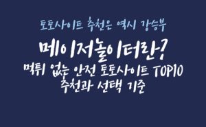 메이저놀이터 먹튀 없는 안전 토토사이트 TOP10 추천과 선택 기준